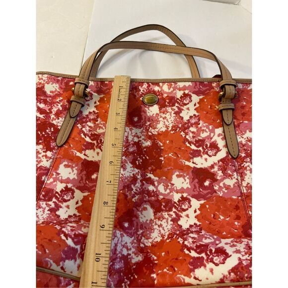 Coach pink coral shoulder bag 11x15" 8" handles zipper tote - Picture 10 of 11